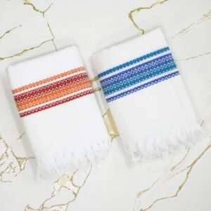 100% Pure Cotton Bath Towels Pack of 2 - 30 x 60 Inches- White with Multicolour Border