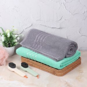 ZAHYA Pure Cotton 500 GSM Bath Towel Combo - Grey & Green