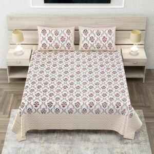 Pure Cotton King Size Bedsheet with Pillow Covers